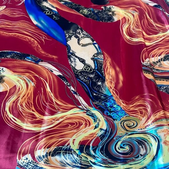 Vibrant Multicolor Sequin Satin Gown Open Back Floor Length Formal Dress Size 4 - Picture 5 of 14